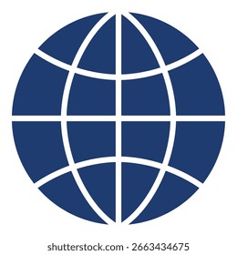 Globe In Blue Monochrome Flat Design, Vector Illustration