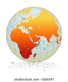 Globe with boiling oceans.