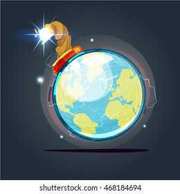 globe bomb. save the world concept - vector illustration