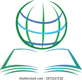 Globe and Book , concepto de vector con logotipo educativo