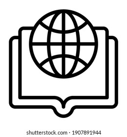       Globe with book, global study icon