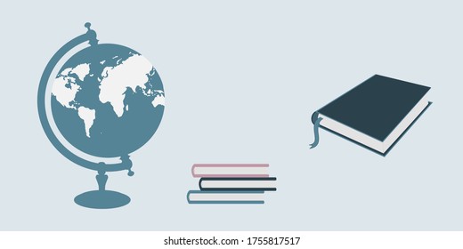 Globe, book - light background - vector. Banner. Back to school.