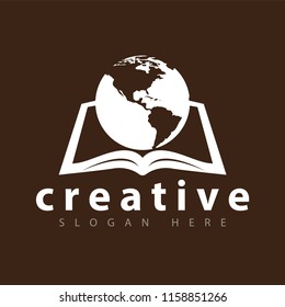 Globe book logo icon vector. Education logo