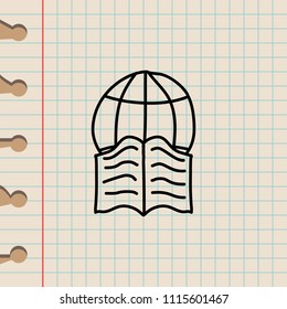 The Globe and the Book sketch icon. Element of education icon for mobile concept and web apps. Outline The Globe and the Book sketch icon can be used for web and mobile on school notebook