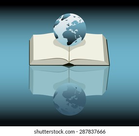globe and a book, vector illustration