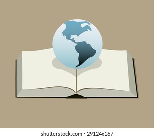 globe and a book, vector illustration