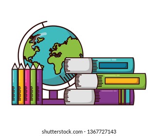 globe books pencils school supplies