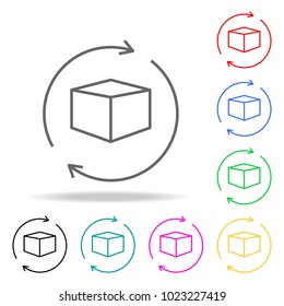 Globe and box arrow icon colored icons. Element of logistic multi colored icon for mobile concept and web apps. Thin line icon for website design and development, app development on white background