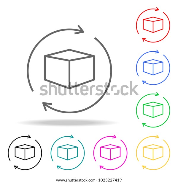Globe and box arrow icon colored icons.\
Element of logistic multi colored icon for mobile concept and web\
apps. Thin line icon for website design and development, app\
development on white\
background