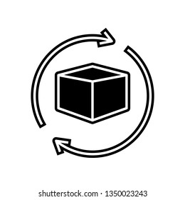 Globe and box arrow icon icon. Element of logistics for mobile concept and web apps icon. Glyph, flat icon for website design and development, app development