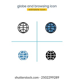 globe and browsing icon web and app