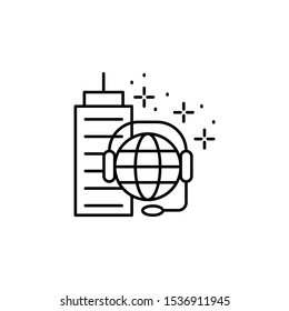 Globe building headphone icon. Element of management icon