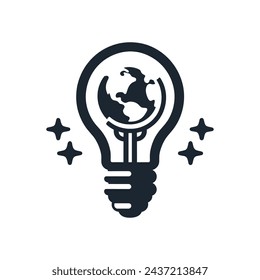 Globe in a Bulb Silhouette Illustration for Earth Hour Concept