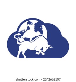 Globe bull vector logo icon design. Word and Bull logo design icon vector.