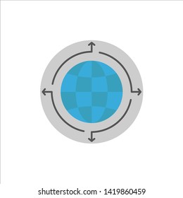 Globe, Business, Communication, Connection, Global, World  Flat Color Icon. Vector icon banner Template