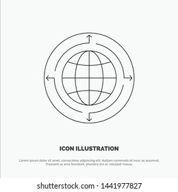 Globe, Business, Communication, Connection, Global, World Line Icon Vector