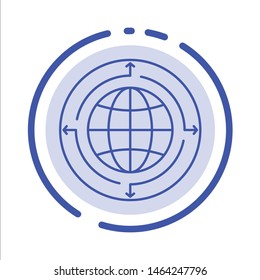 Globe, Business, Communication, Connection, Global, World Blue Dotted Line Line Icon. Vector Icon Template background