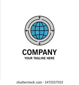 Globe, Business, Communication, Connection, Global, World Business Logo Template. Flat Color