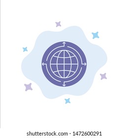 Globe, Business, Communication, Connection, Global, World Blue Icon on Abstract Cloud Background