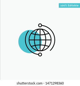 Globe, Business, Connect, Connection, Global, Internet, World turquoise highlight circle point Vector icon. Vector Icon Template background