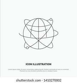 Globe, Business, Data, Global, Internet, Resources, World Line Icon Vector