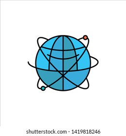 Globe, Business, Data, Global, Internet, Resources, World  Flat Color Icon. Vector icon banner Template