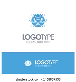 Globe, Business, Data, Global, Internet, Resources, World Blue Solid Logo with place for tagline. Vector Icon Template background