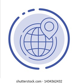 Globe, Business, Global, Office, Point, World Blue Dotted Line Line Icon