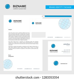 Globe Business Letterhead, Envelope and visiting Card Design vector template