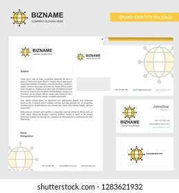 Globe Business Letterhead, Envelope and visiting Card Design vector template