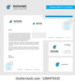 Globe Business Letterhead, Envelope and visiting Card Design vector template