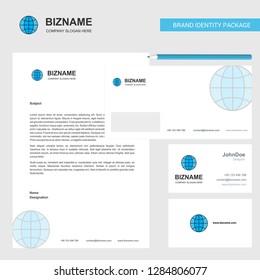 Globe  Business Letterhead, Envelope and visiting Card Design vector template