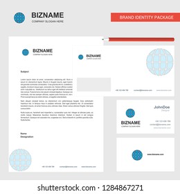 Globe Business Letterhead, Envelope and visiting Card Design vector template