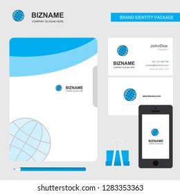 Globe Business Logo, File Cover Visiting Card and Mobile App Design. Vector Illustration