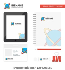 Globe Business Logo, Tab App, Diary PVC Employee Card and USB Brand Stationary Package Design Vector Template