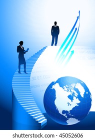 Globe with Business Team Original Vector Illustración EPS10