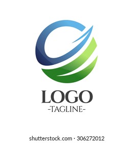 Globe Business vector logo template in blue and green