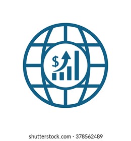 globe business,graph icon, vector illustration. Flat design style.