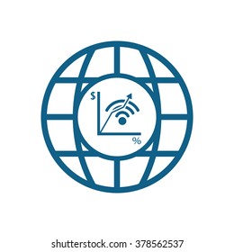 globe business,graph icon, vector illustration. Flat design style.
