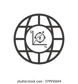 
globe business,graph icon, vector illustration. Flat design style.