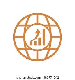 globe business,graph icon, vector illustration. Flat design style.