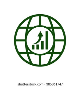 globe business,graph icon, vector illustration. Flat design style.