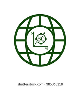 
globe business,graph icon, vector illustration. Flat design style.