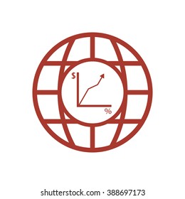 globe business,graph icon, vector illustration. Flat design style.