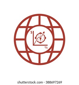 
globe business,graph icon, vector illustration. Flat design style.