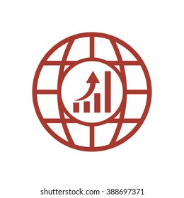 globe business,graph icon, vector illustration. Flat design style.