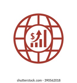 globe business,graph icon, vector illustration. Flat design style.