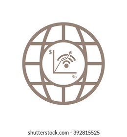 
globe business,graph icon, vector illustration.   Flat design style