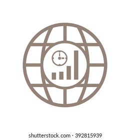 globe business,graph icon, vector illustration.  Flat design style