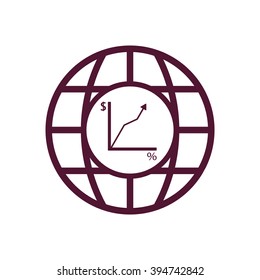 globe business,graph icon, vector illustration.   Flat design style